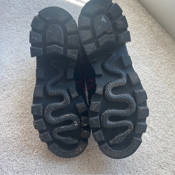 GUCCI Trip GG logo wool combat boots Navy Red - Picture 13 of 13